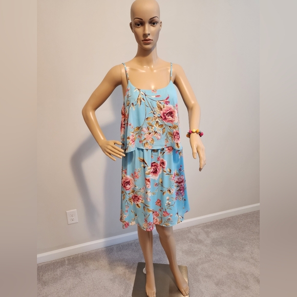 Macy's Cloud & Sky Auqa Blue Floral Sundress - Picture 2 of 7